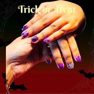 Sport length only nails purple with stones